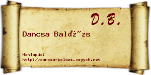 Dancsa Balázs névjegykártya